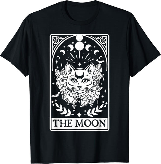 Cat Tarot Card The Moon Cat Lovers Moon Tarot Card T-Shirt