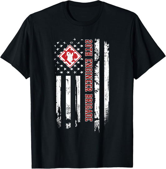 20th Engineer Brigade Veteran USA Flag Veterans Day Xmas T-Shirt for Women Men