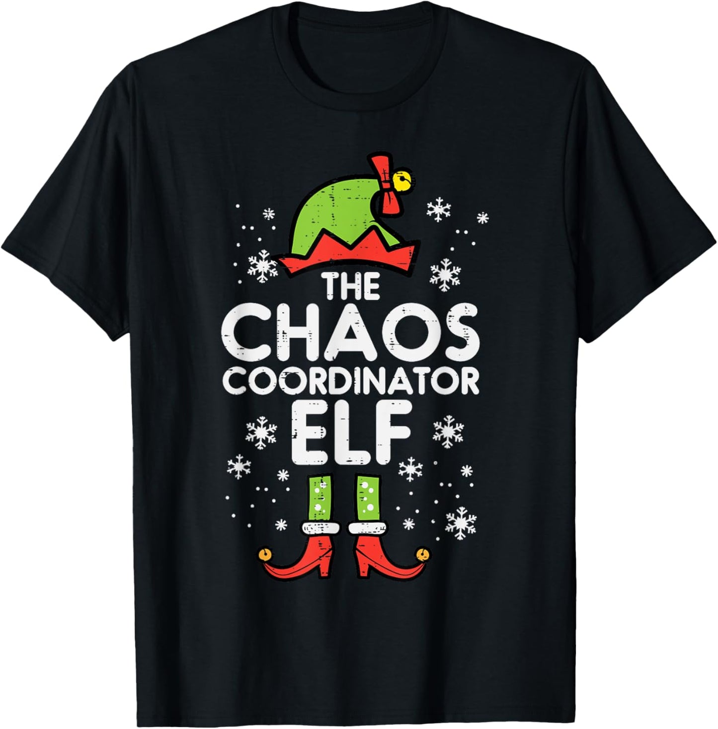 Christmas Chaos Coordinator Elf Xmas Family Match Mom Dad T-Shirt