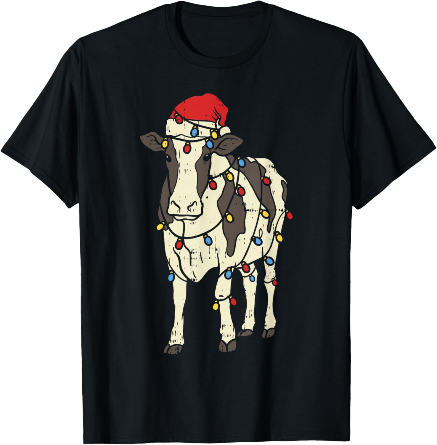 Christmas Cow Shirt Funny Cowmas Xmas Lovers Lights Gift