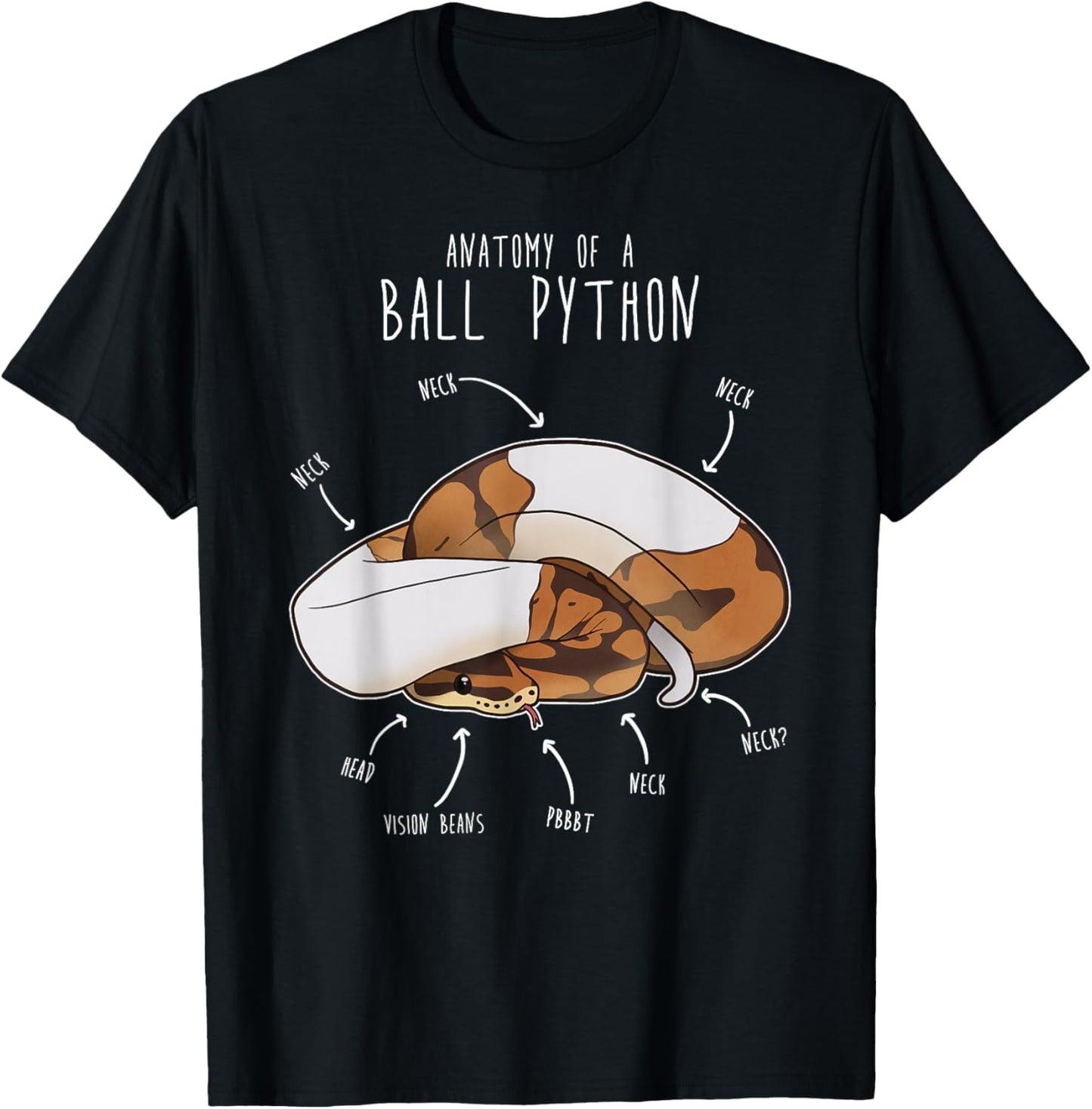 Anatomy of a Piebald Ball Python, Funny Reptile Snake Lover T-Shirt