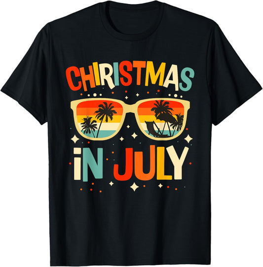 Christmas In July Sunglasses Summer Beach Vacation Xmas T-Shirt for Men Women Kids