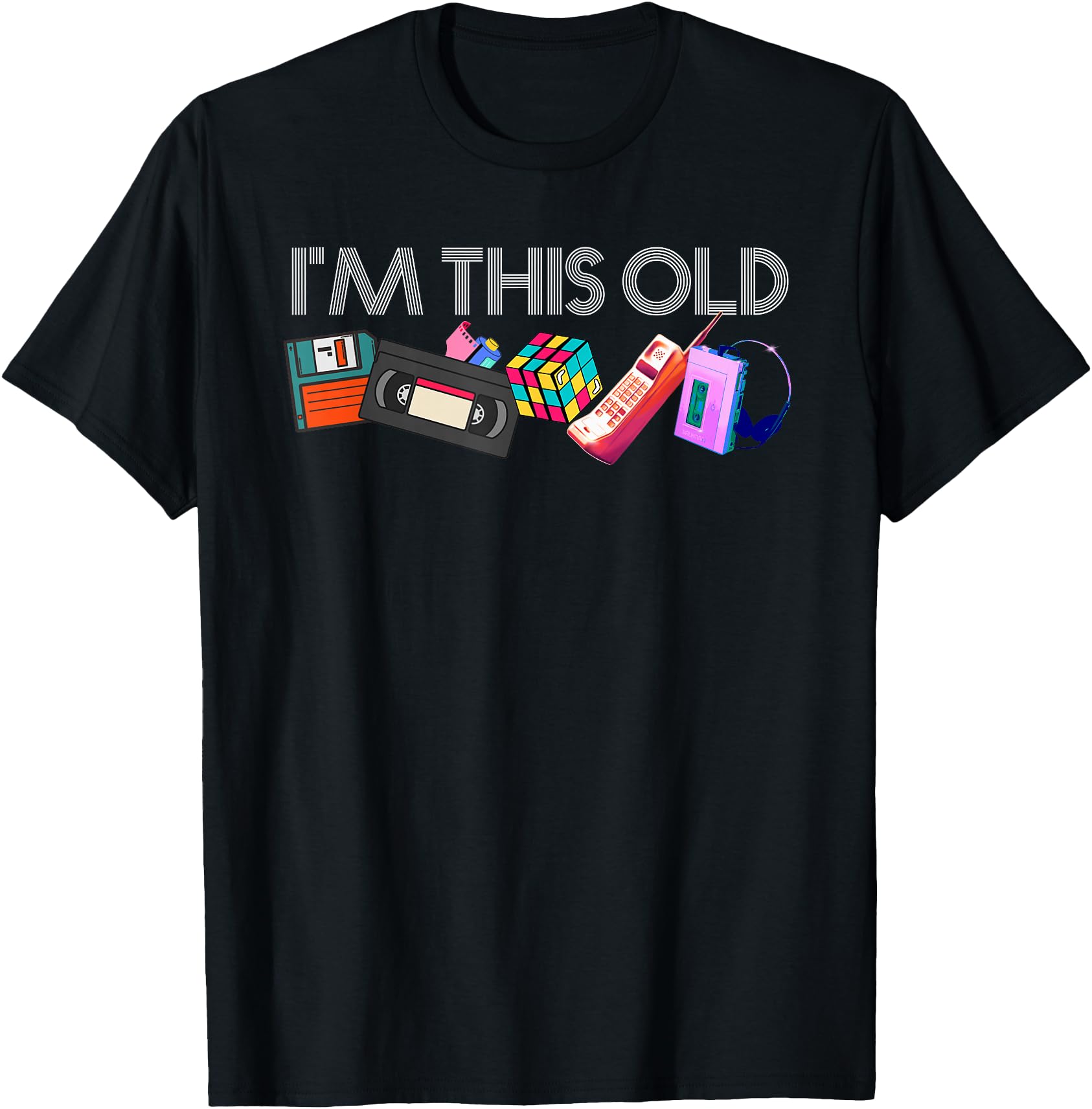 Remember the 80s I'm This Old 80s Technology Icons 1980s Birthday T-Shirt, Black