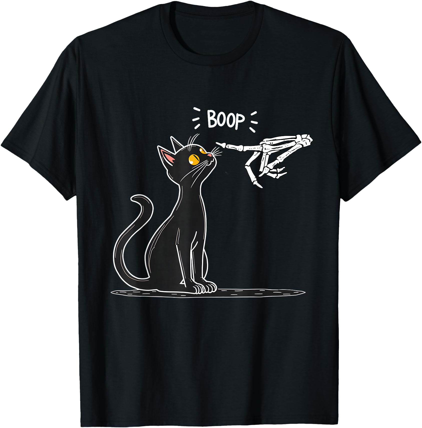 Black Cat Skeleton Hand Boop Halloween