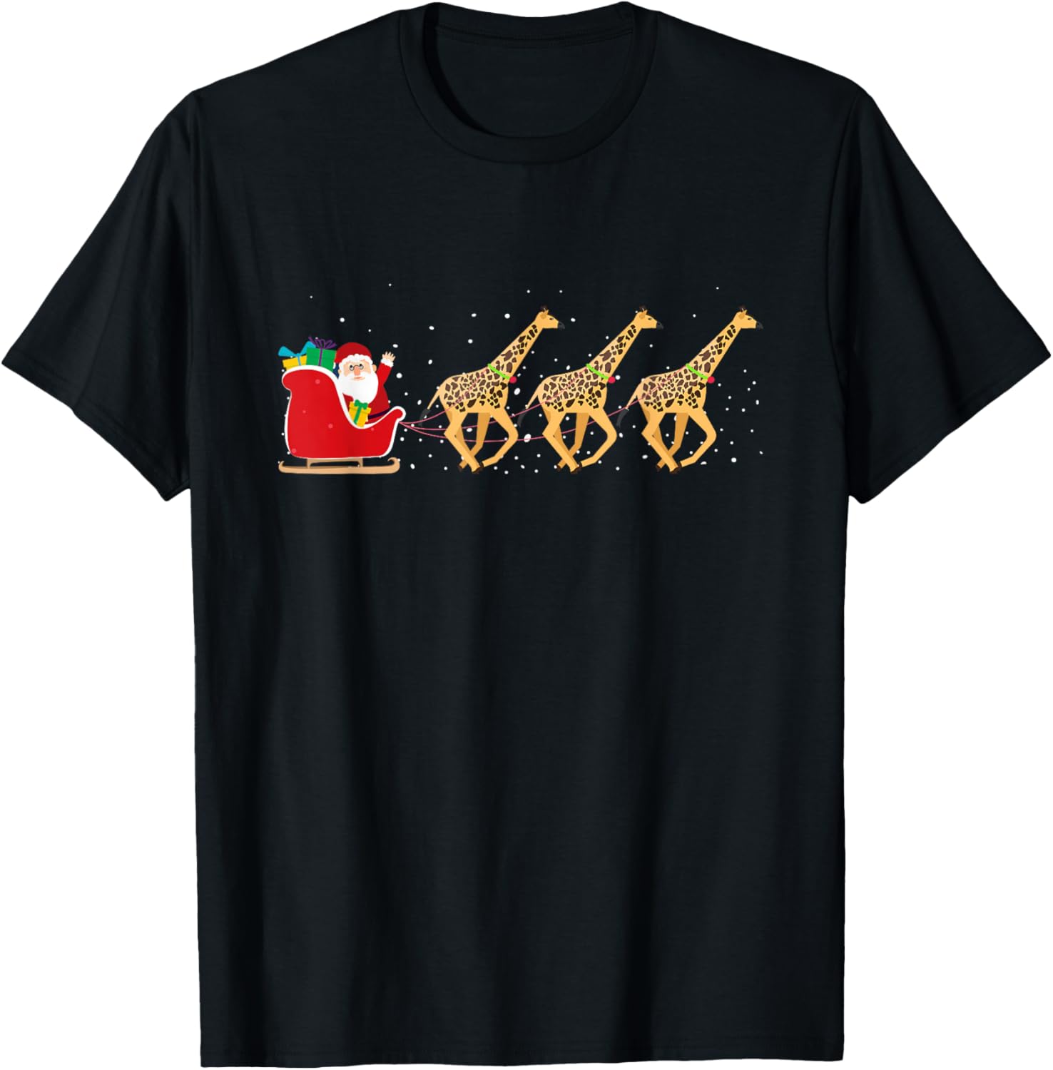 Giraffe Santa Christmas Sleigh - Funny Giraffe Xmas