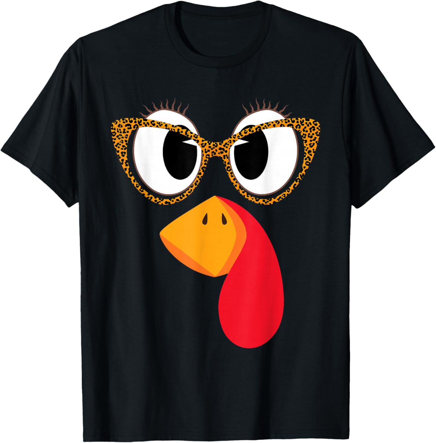 Fun Leopard Glasses Turkey Face - Thanksgiving Women Girl