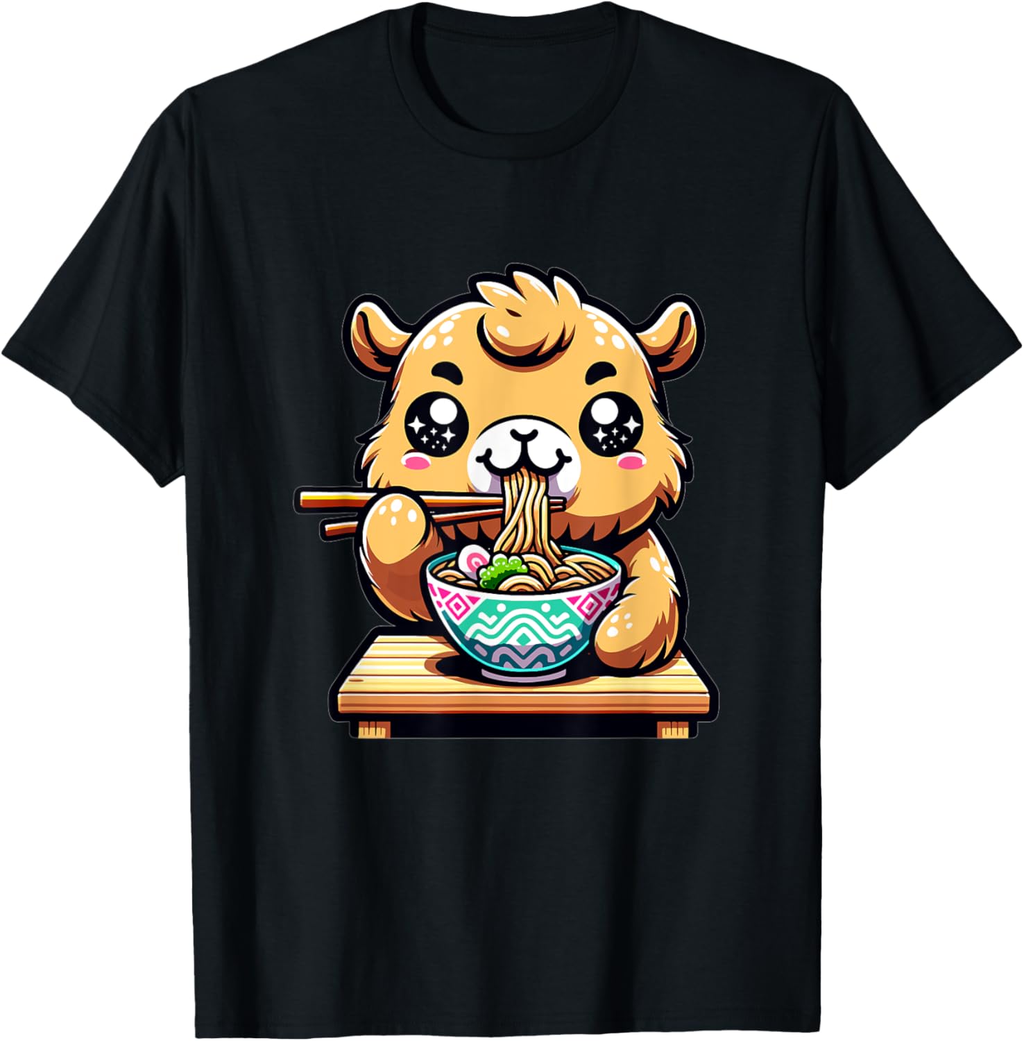 Cute Japanese Kawaii Chibi Camel Eating Ramen