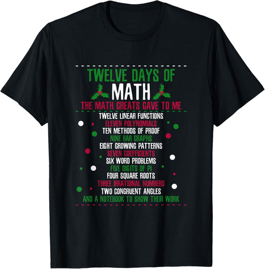Christmas 12days of Math T-Shirt