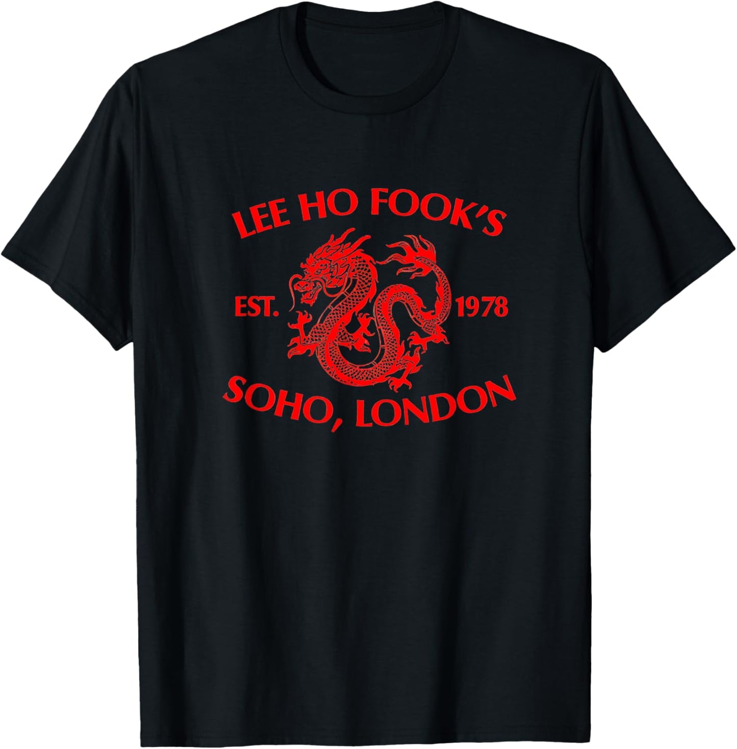 Le Ho Fooks Chinese Werewolf Restaurant Retro Vintage T-Shirt - Unisex-Adults - Black - Small - Short Sleeve -