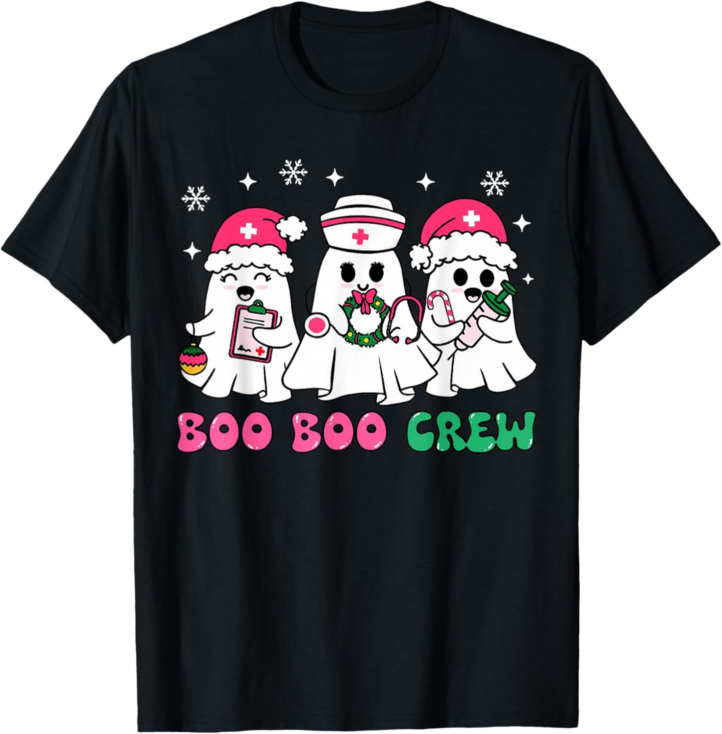 Christmas Nurse Boo Boo Crew Ghost Santa Xmas Nursing T-Shirt