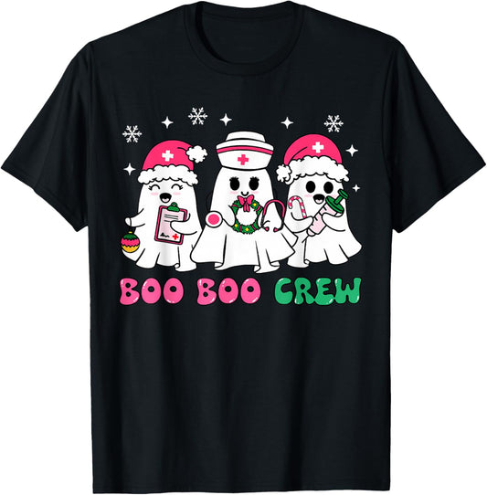 Christmas Nurse Boo Boo Crew Ghost Santa Xmas Nursing T-Shirt