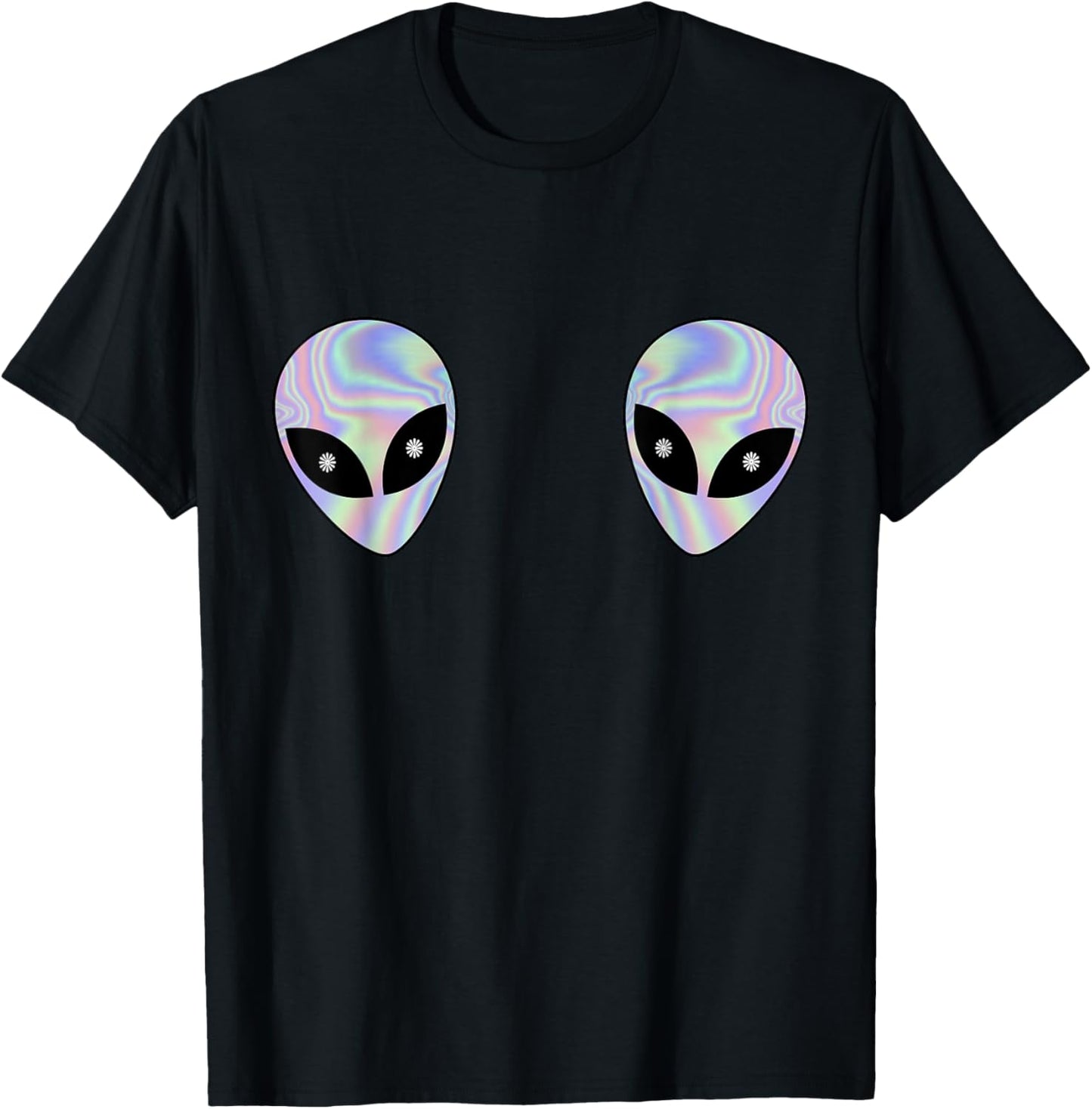 Alien Heads Boobs Shirt Colorful Rave Ufo Shirt Believe Tee T-Shirt