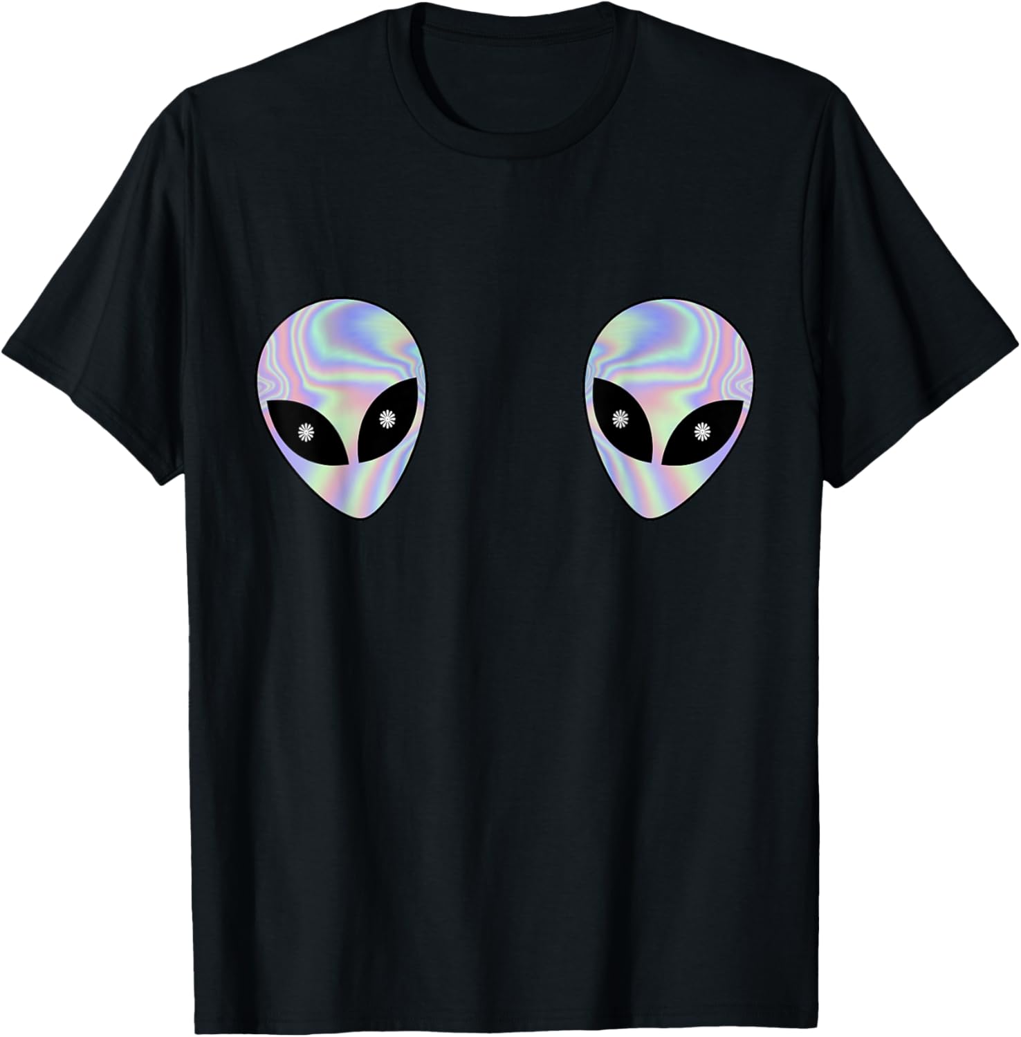 Alien Heads Boobs Shirt Colorful Rave Ufo Shirt Believe Tee T-Shirt