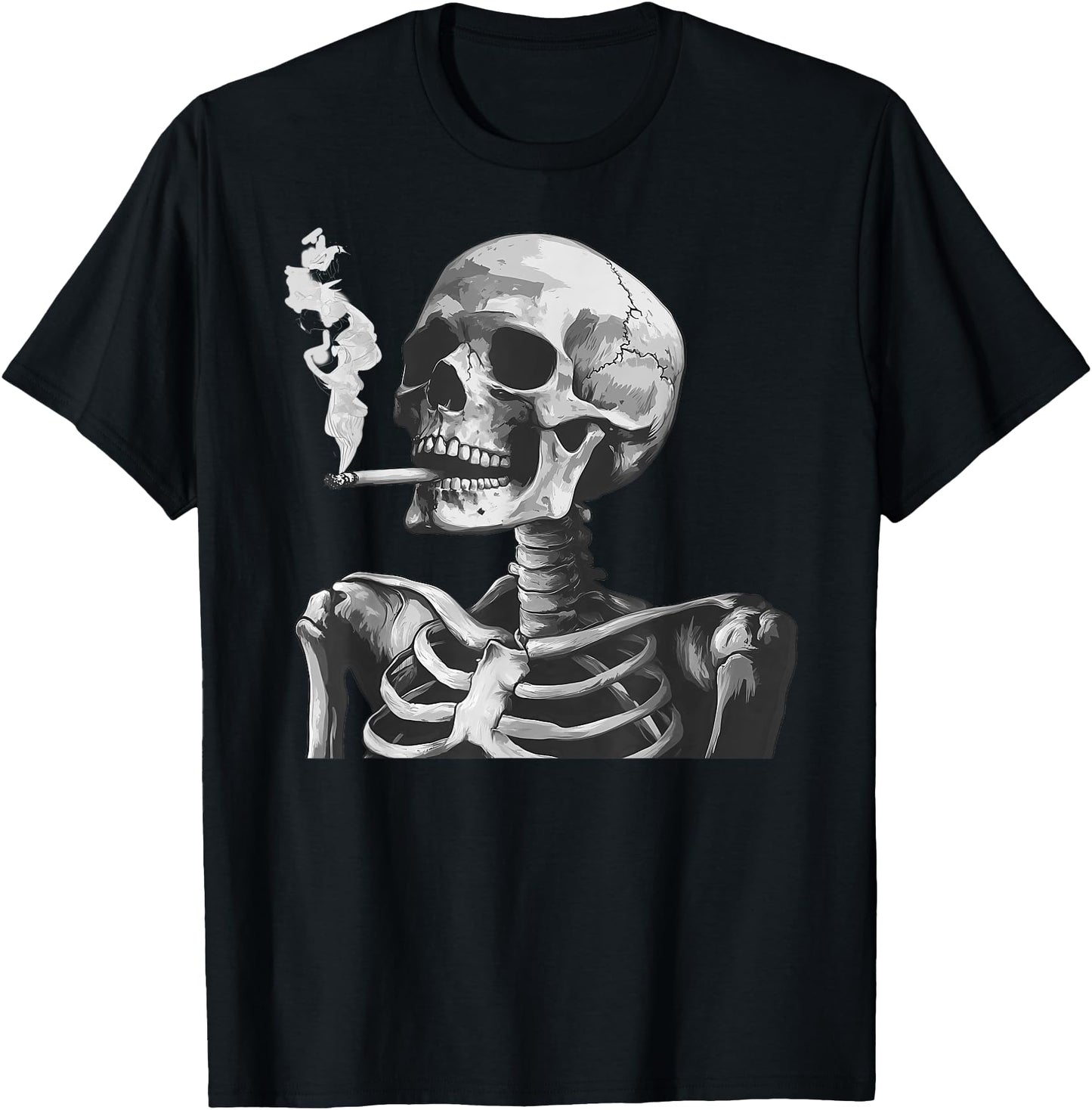 Vintage Skeleton Skull Smoking Cigarette Men Women