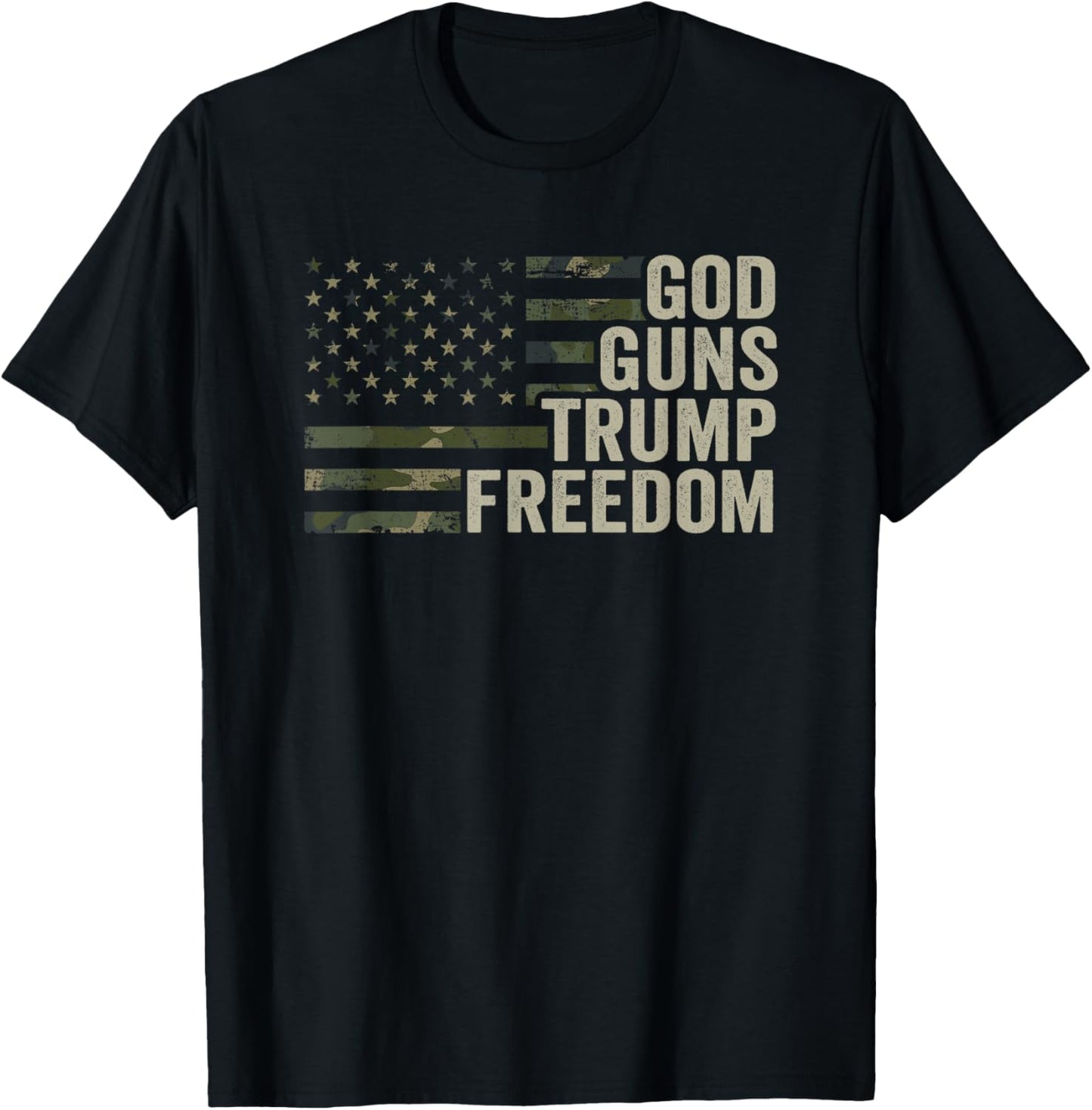 God Guns Trump Freedom - Funny Camouflage Pro Gun USA Flag