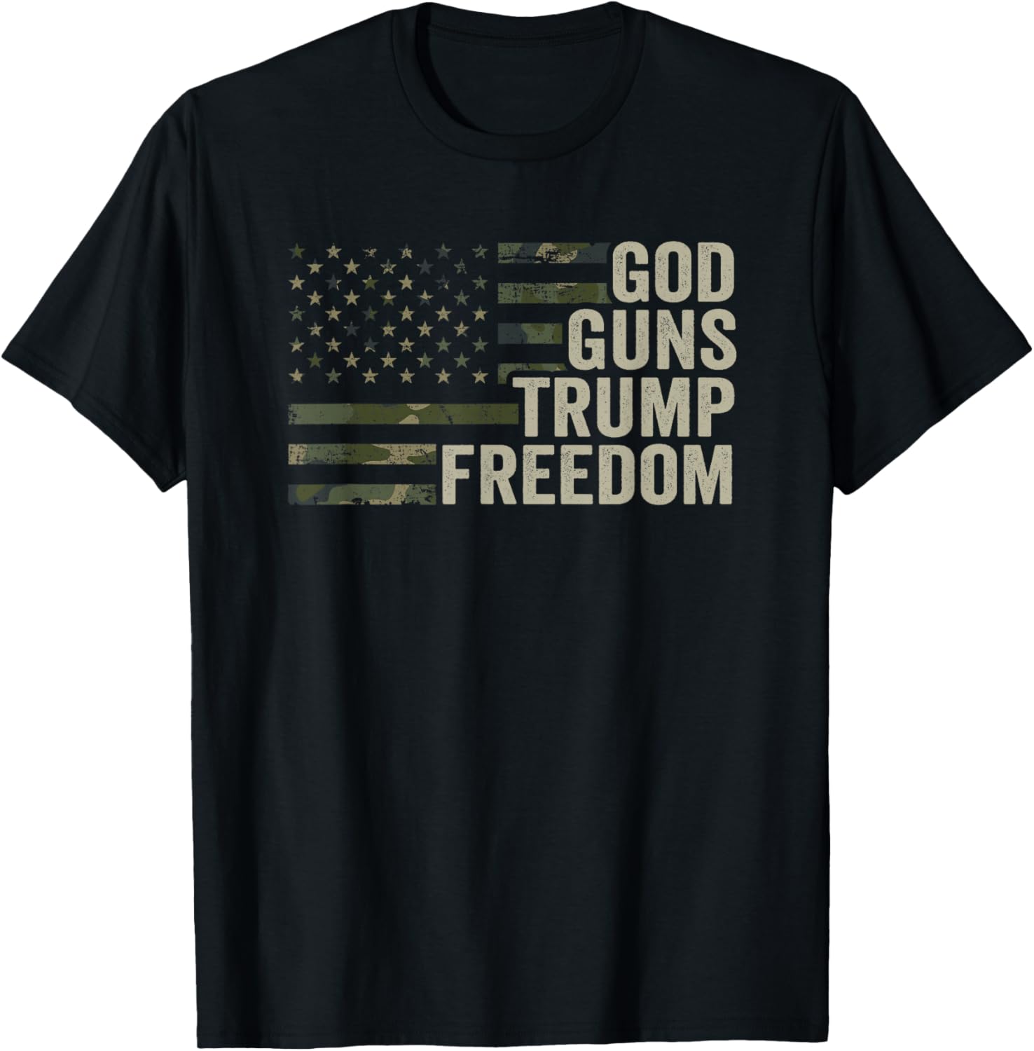 God Guns Trump Freedom - Funny Camouflage Pro Gun USA Flag