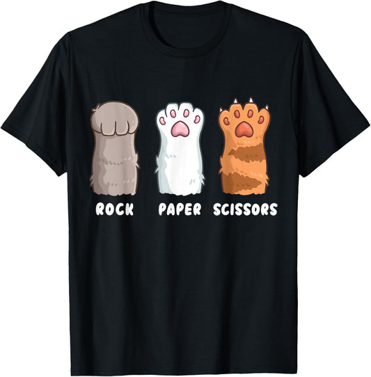 Cat Lover Cat Owner Funny Cat Rock Paper Scissors T-Shirt