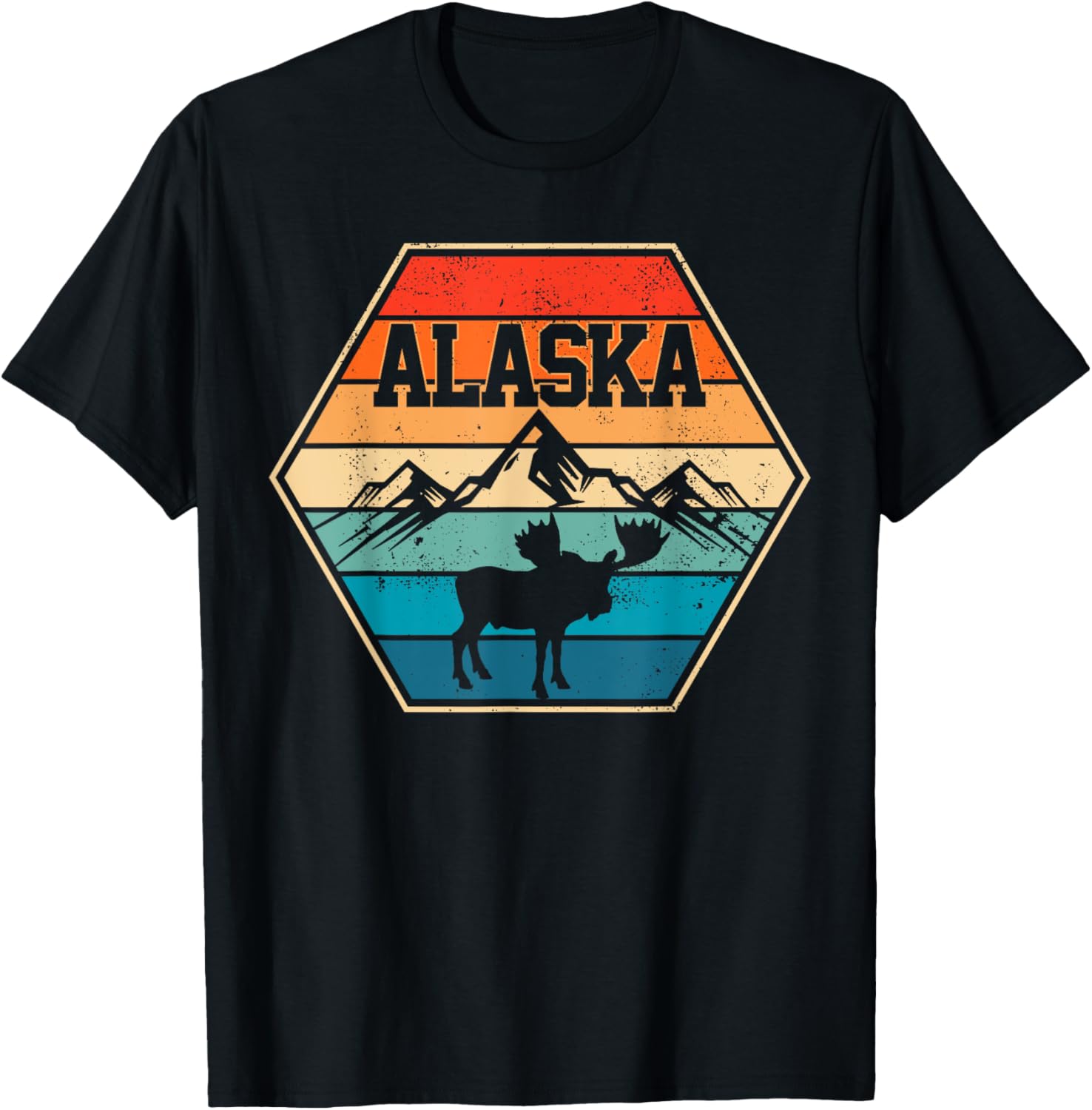 Alaska USA Mountain Hiking Vintage Retro Gift T-Shirt