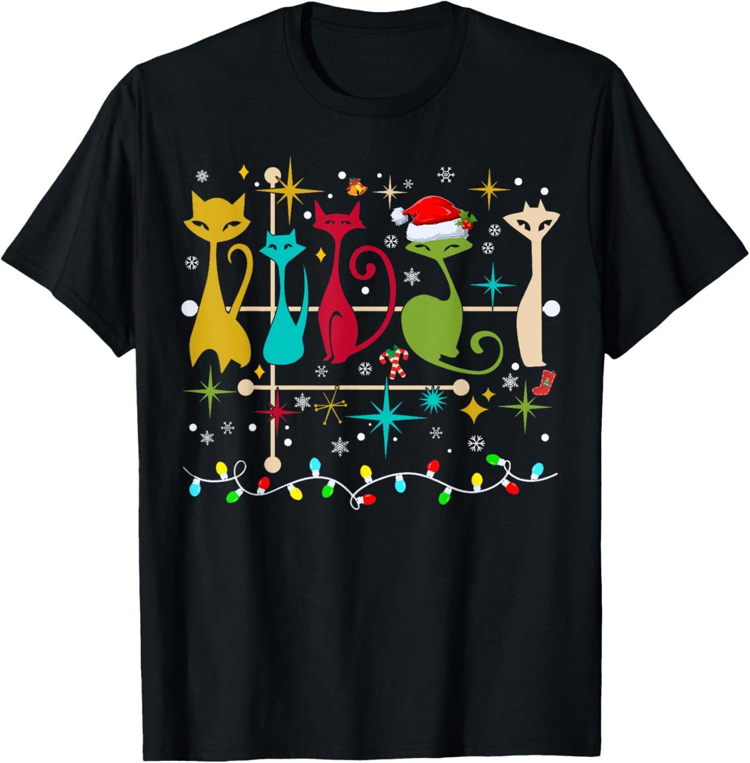 Mid Century Modern Look Cats Christmas Retro 50s 60s Xmas