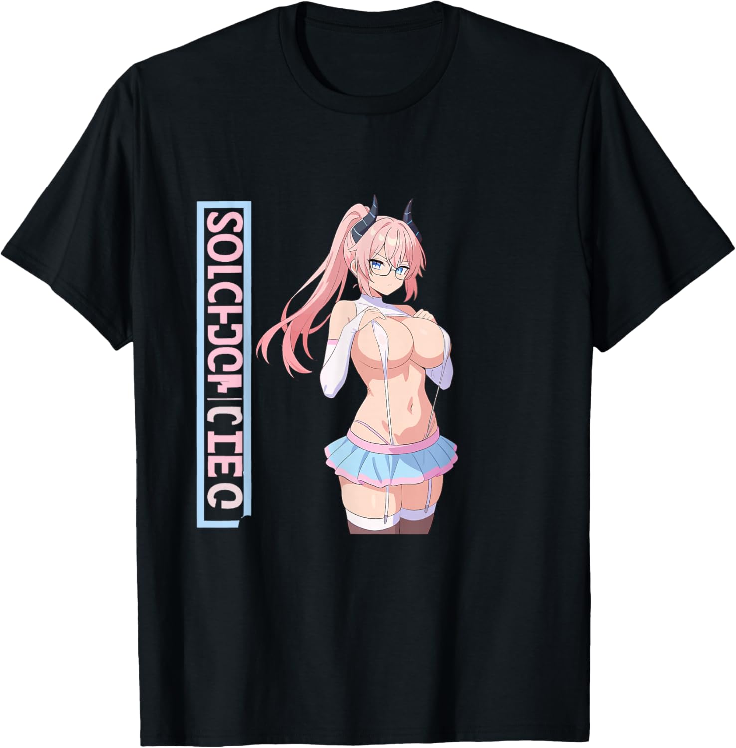 Waifu Sexy Anime Girl Horns Mini Skirt Japanese Retro Art
