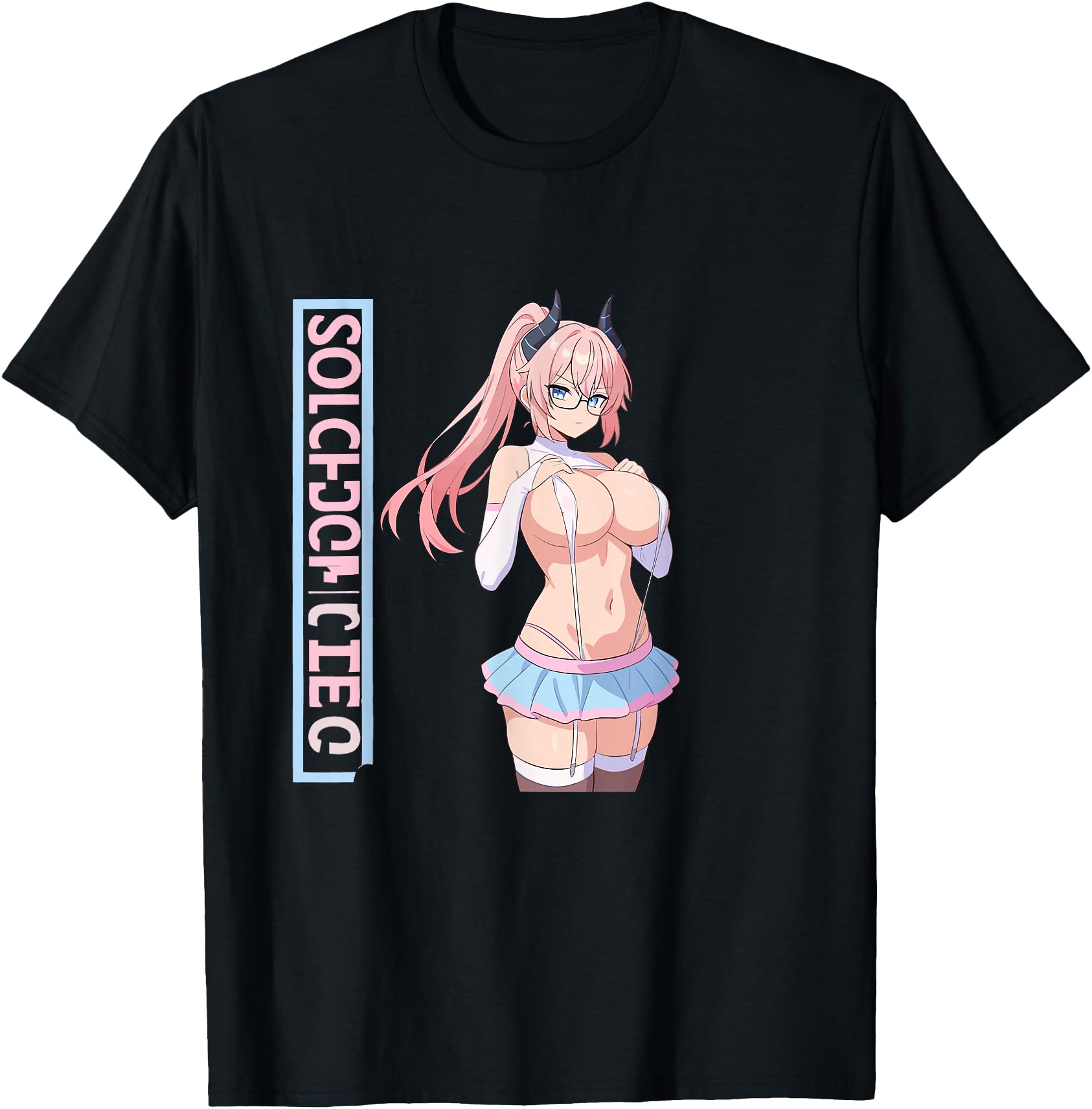 Waifu Sexy Anime Girl Horns Mini Skirt Japanese Retro Art