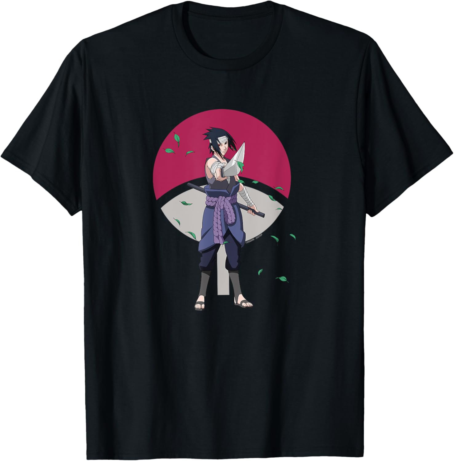 Naruto Shippuden Sasuke Uchiha Leaves and Symbol Anime
