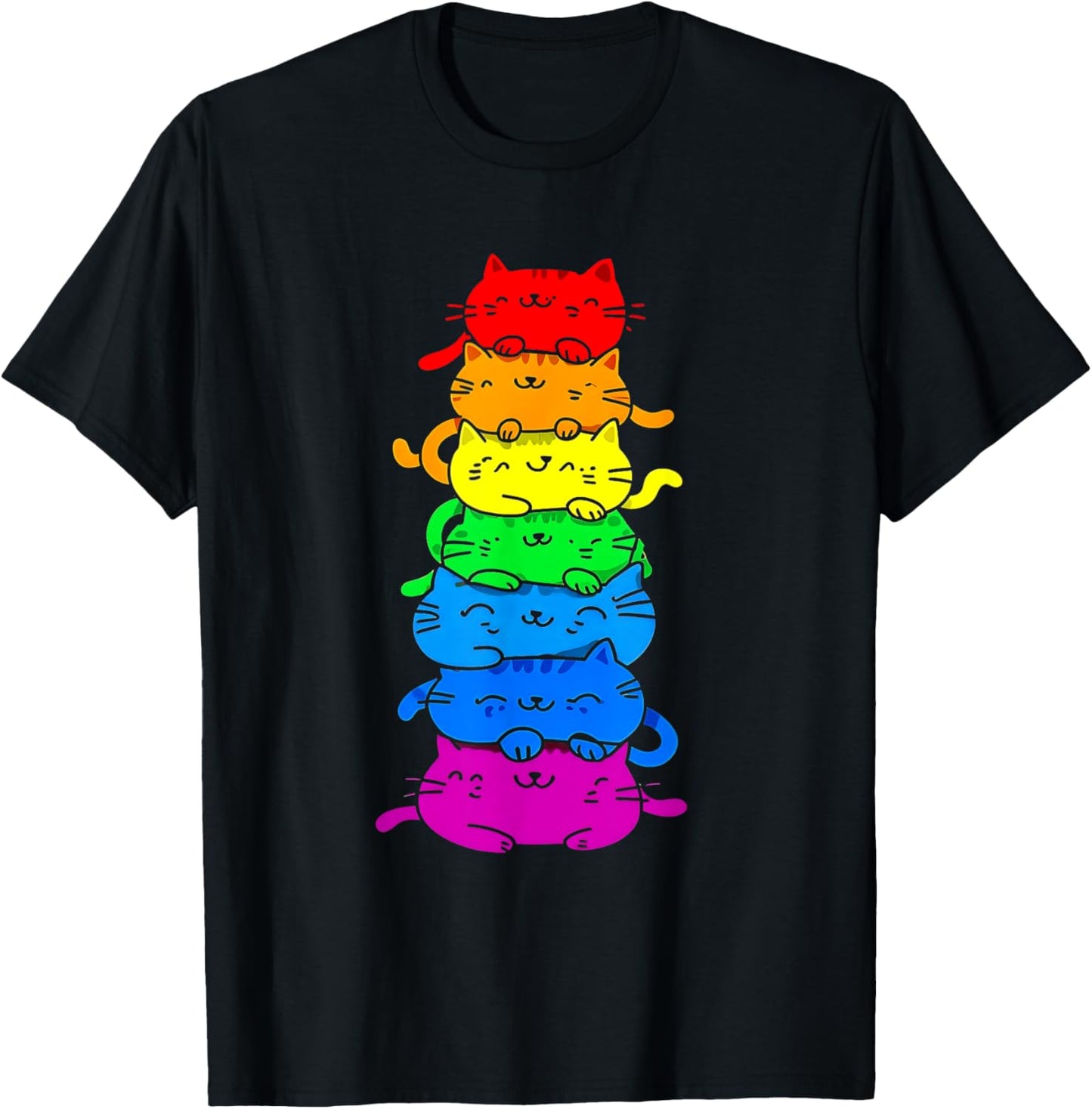 Cat Stack Rainbow Gay Pride Cute LGBT Animal Pet Lover T-Shirt for Men Women Kids