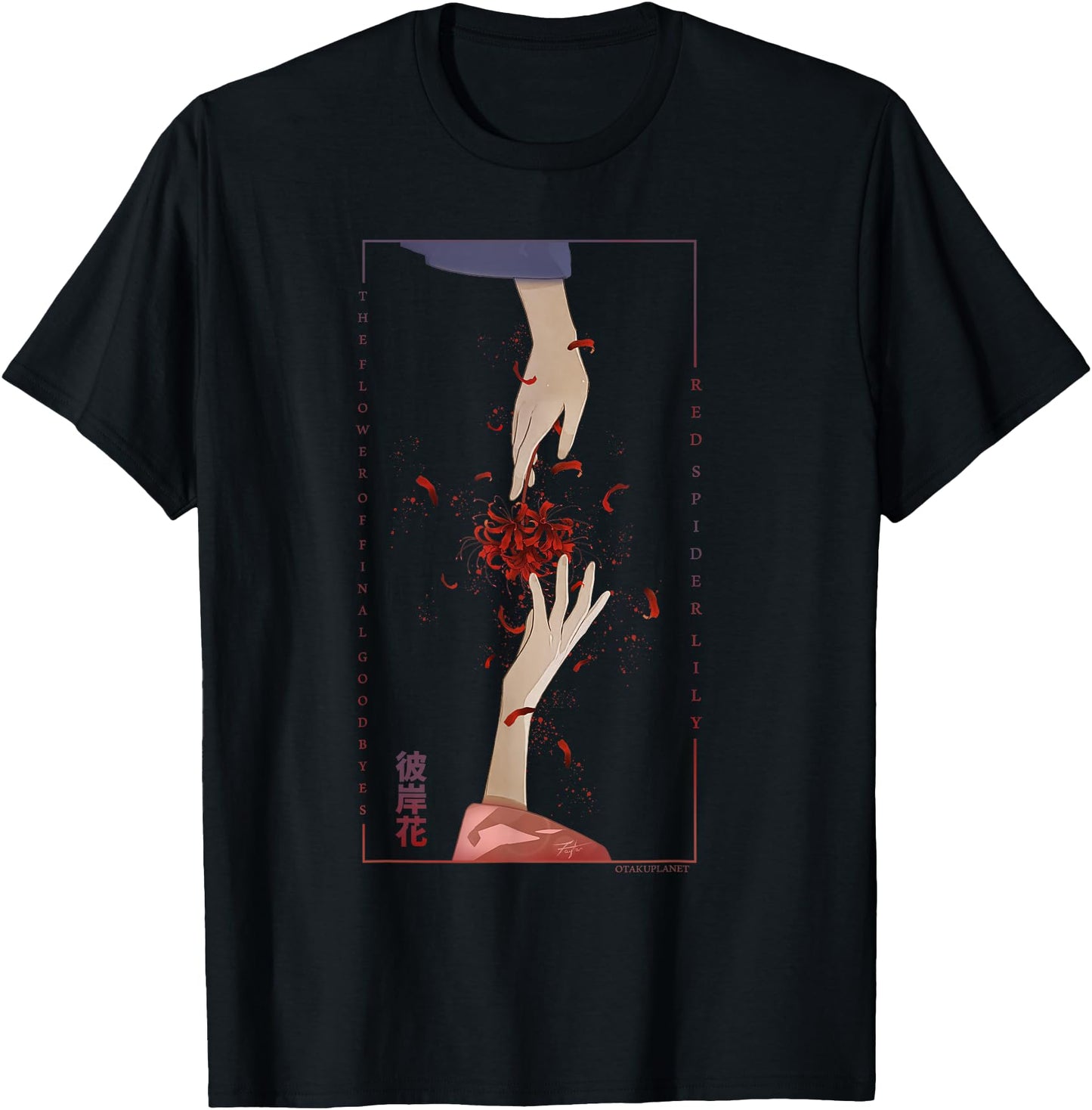 Higanbana or Red Spider Lily wtih Japanese retro Anime Hands