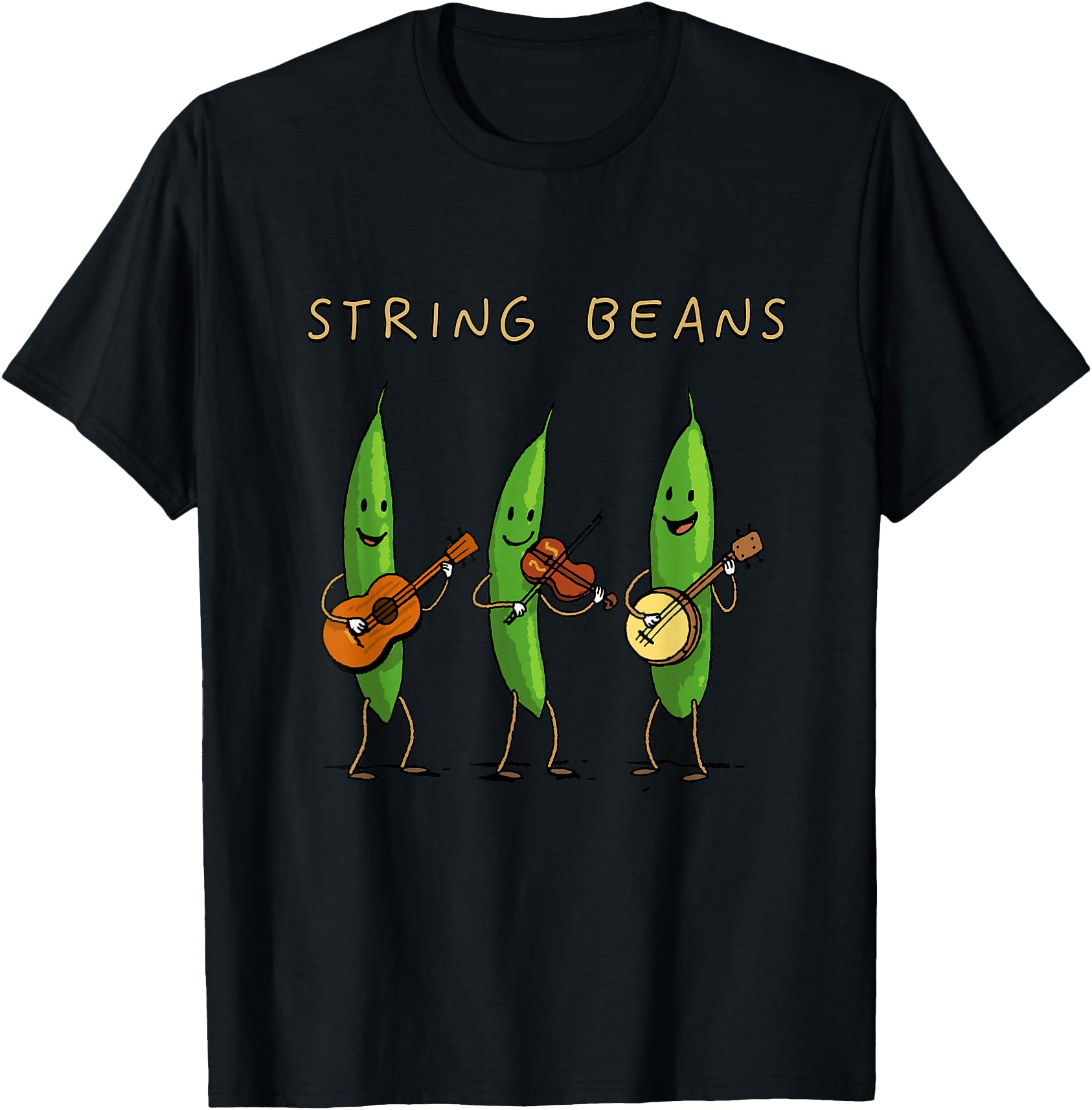 String Beans Funny Vegetable Music Pun Cartoon Band Art