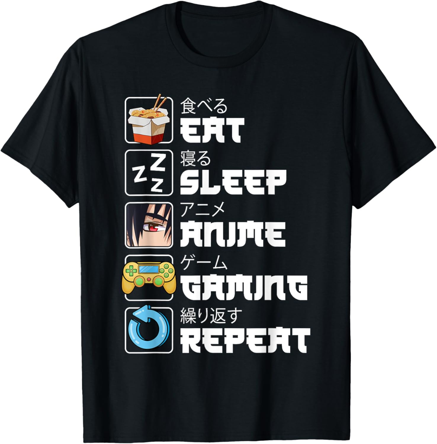 Eat Sleep Anime Gaming Repeat Funny Japan Anime Manga Teens