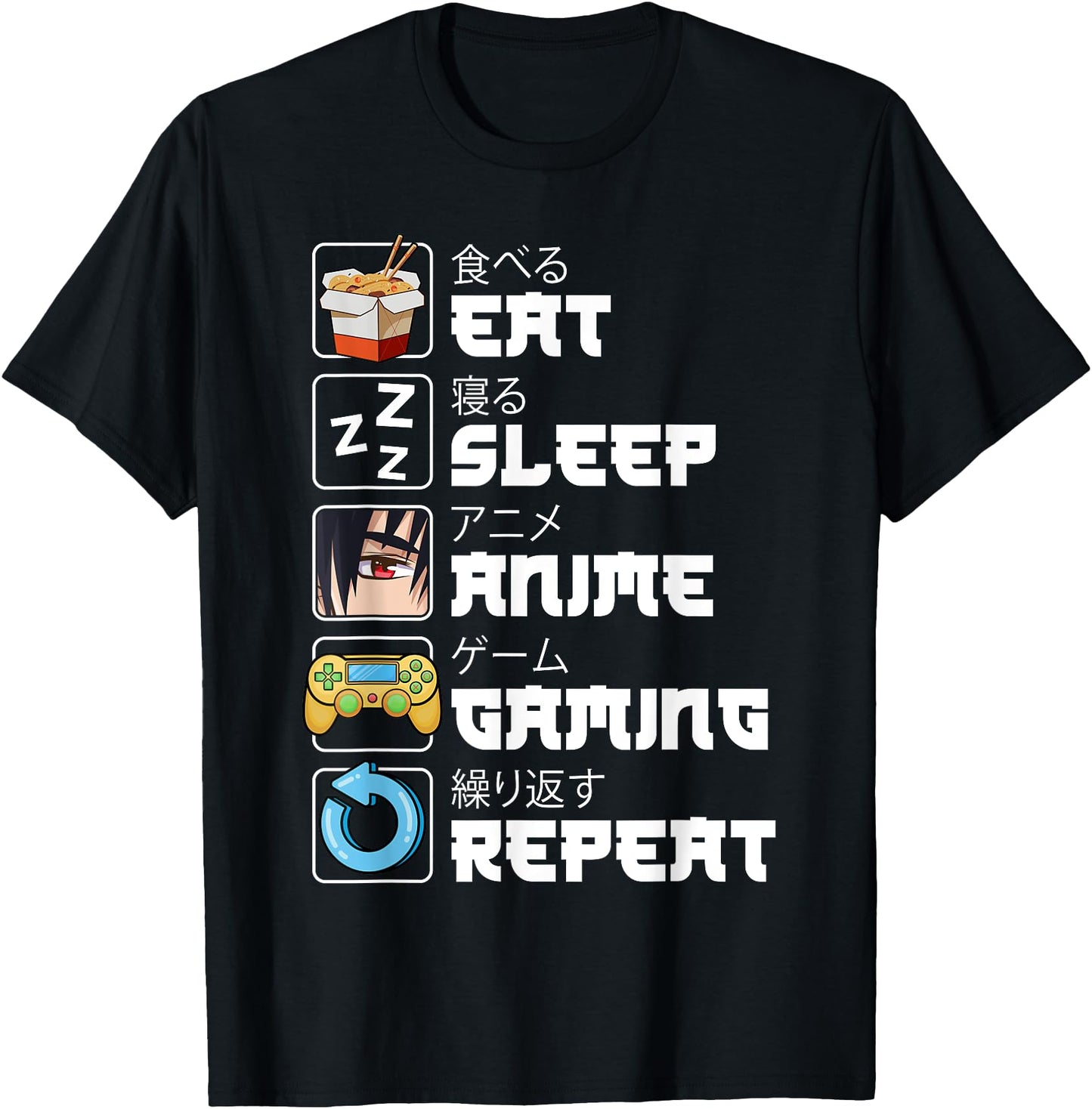 Eat Sleep Anime Gaming Repeat Funny Japan Anime Manga Teens