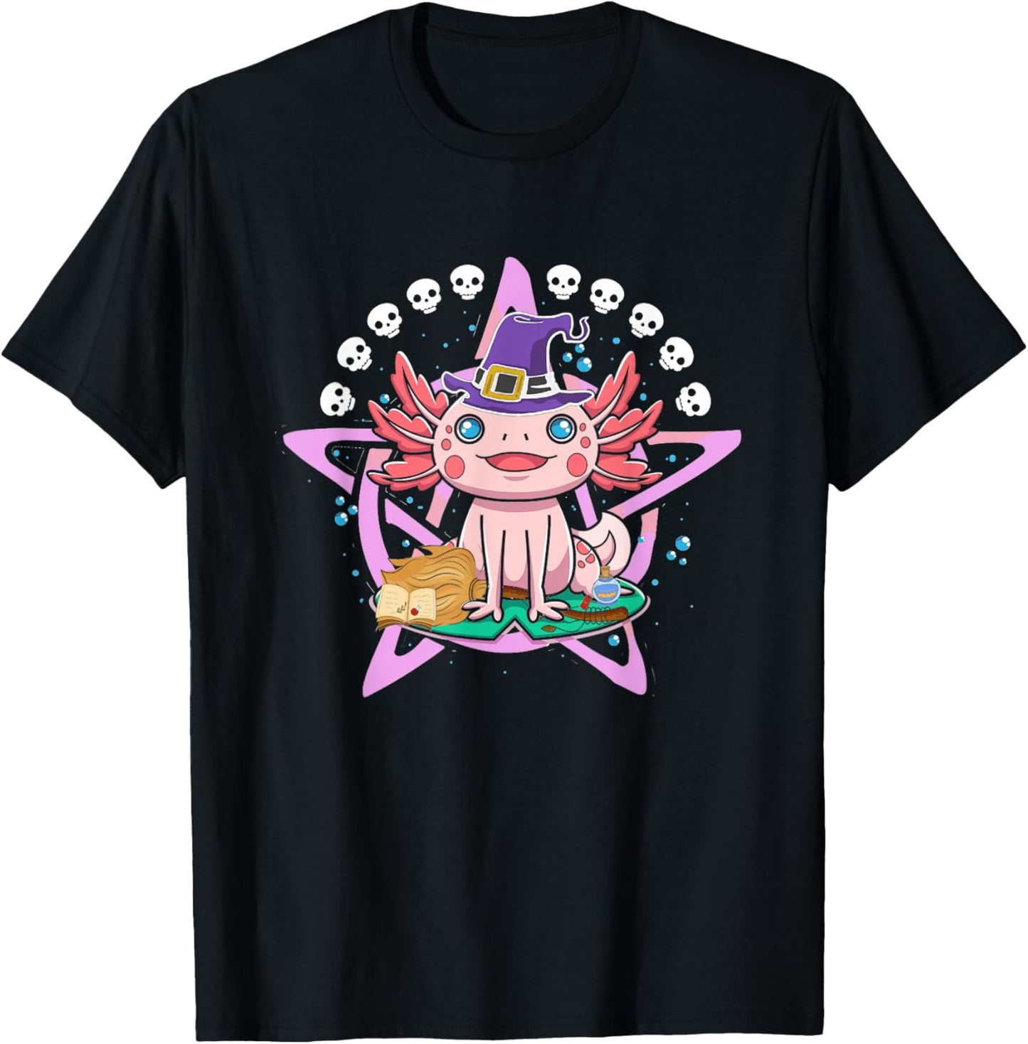 Pastel Goth Halloween Cute Chibi Axolotl Witch Hat Kawaii