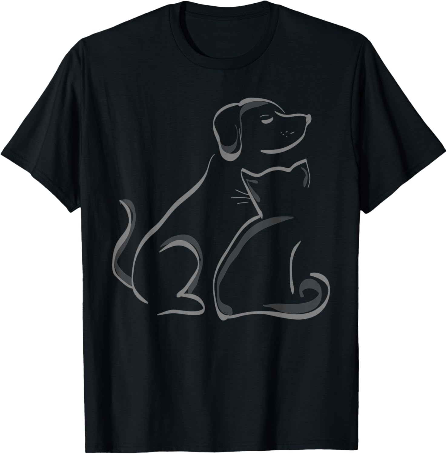 A cat and a dog silhoutte friendship t-shirt T-Shirt