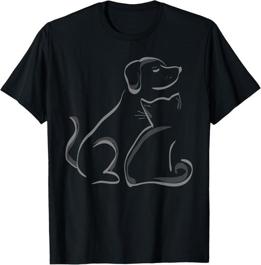 A cat and a dog silhoutte friendship t-shirt T-Shirt