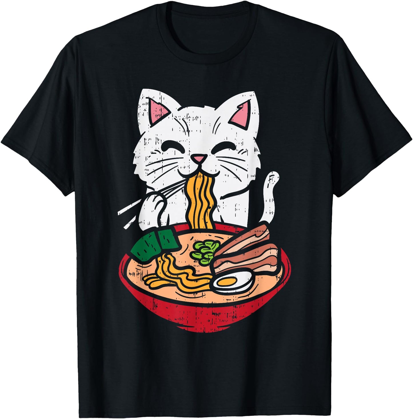 Cat Eating Ramen Kawaii Japanese Noodles Anime Foodie Gift