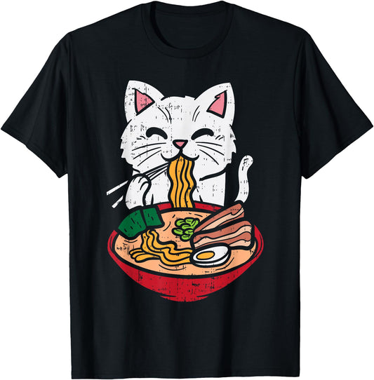 Cat Eating Ramen Kawaii Japanese Noodles Anime Foodie Gift