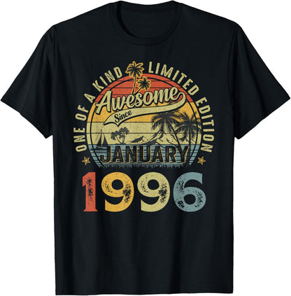 Awesome Since January 1996 Vintage Retro 30th Birthday Men