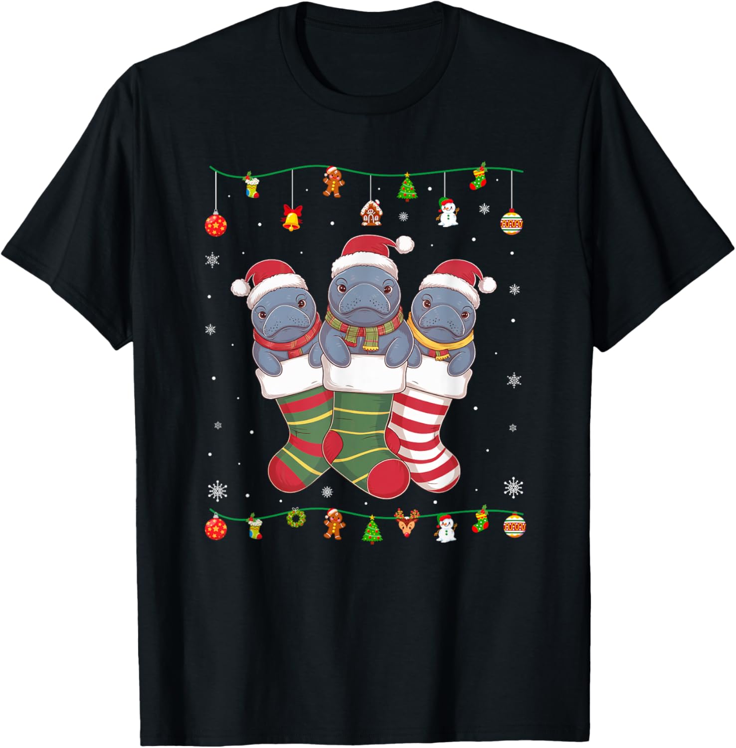 Manatee in Christmas Men Women Kids Xmas Pajama