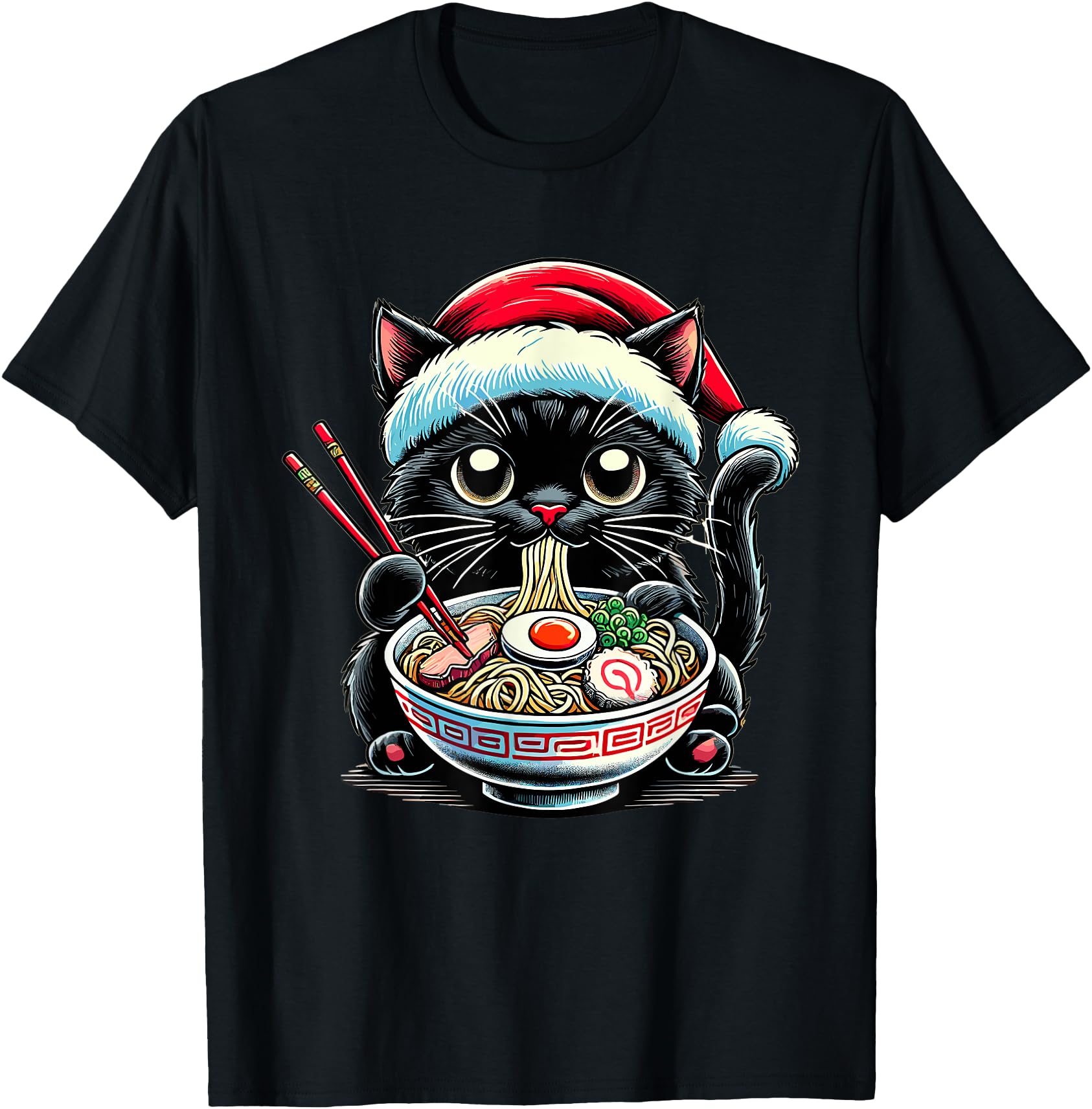 Cat Ramen Santa Hat Japanese Christmas Xmas