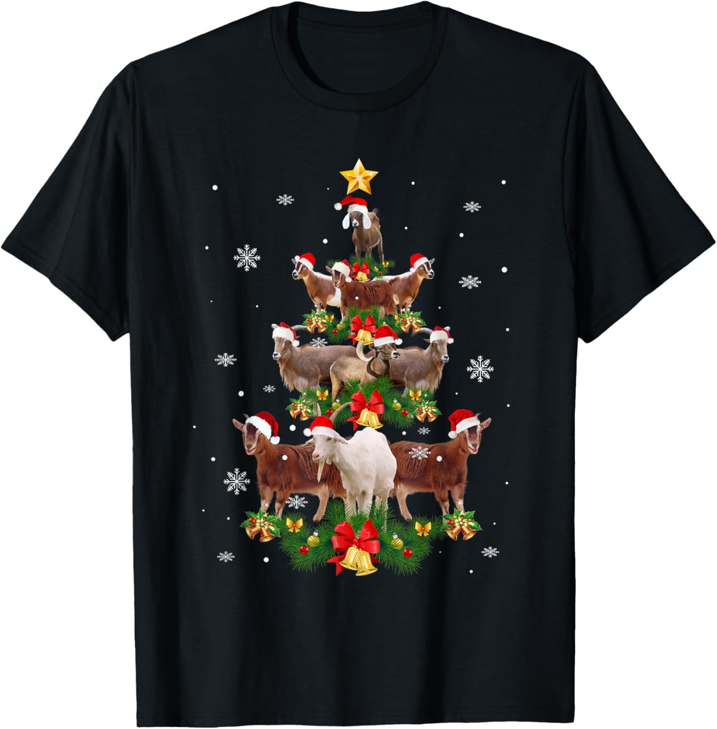 Goat Christmas Pajama Shirt Xmas Goats Tree Lights Santa Hat