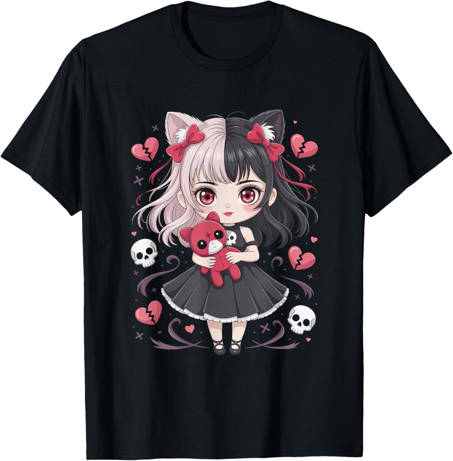 Goth Emo Girl with Teddybear Gothic Chibi Anime Girlie