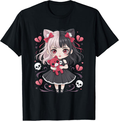 Goth Emo Girl with Teddybear Gothic Chibi Anime Girlie