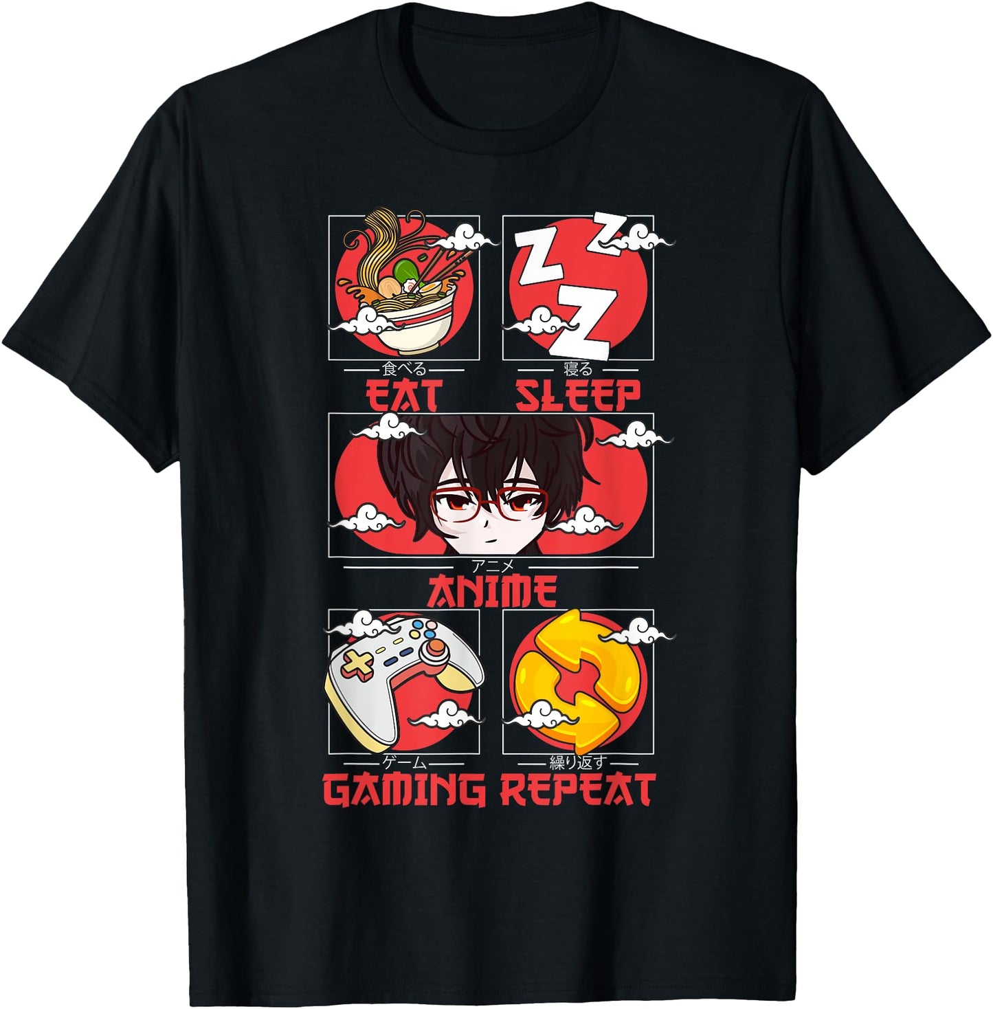Retro Eat Sleep Anime Gaming Repeat Kawaii Anime Manga Gamer