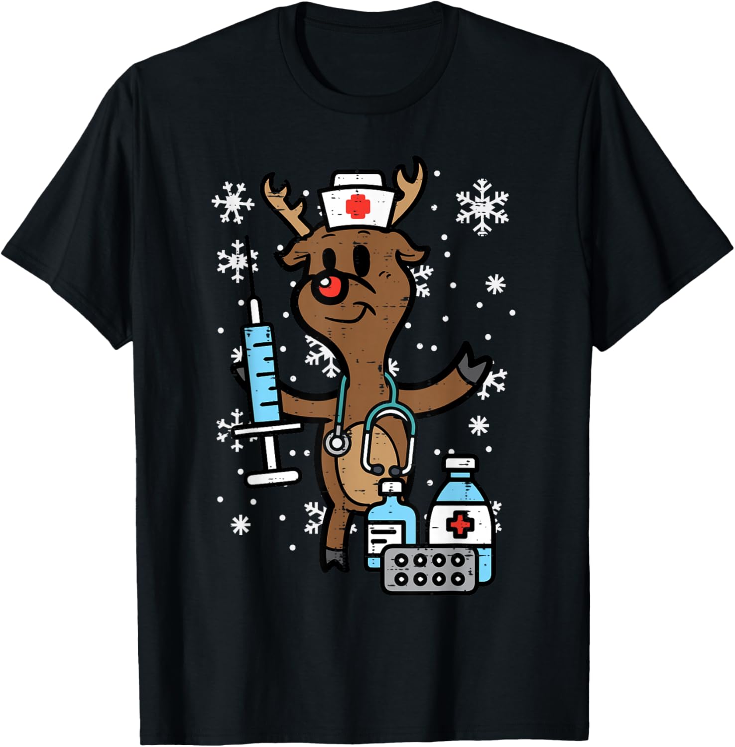 Christmas Nurse Reindeer Funny Xmas Nursing Scrub Top Women