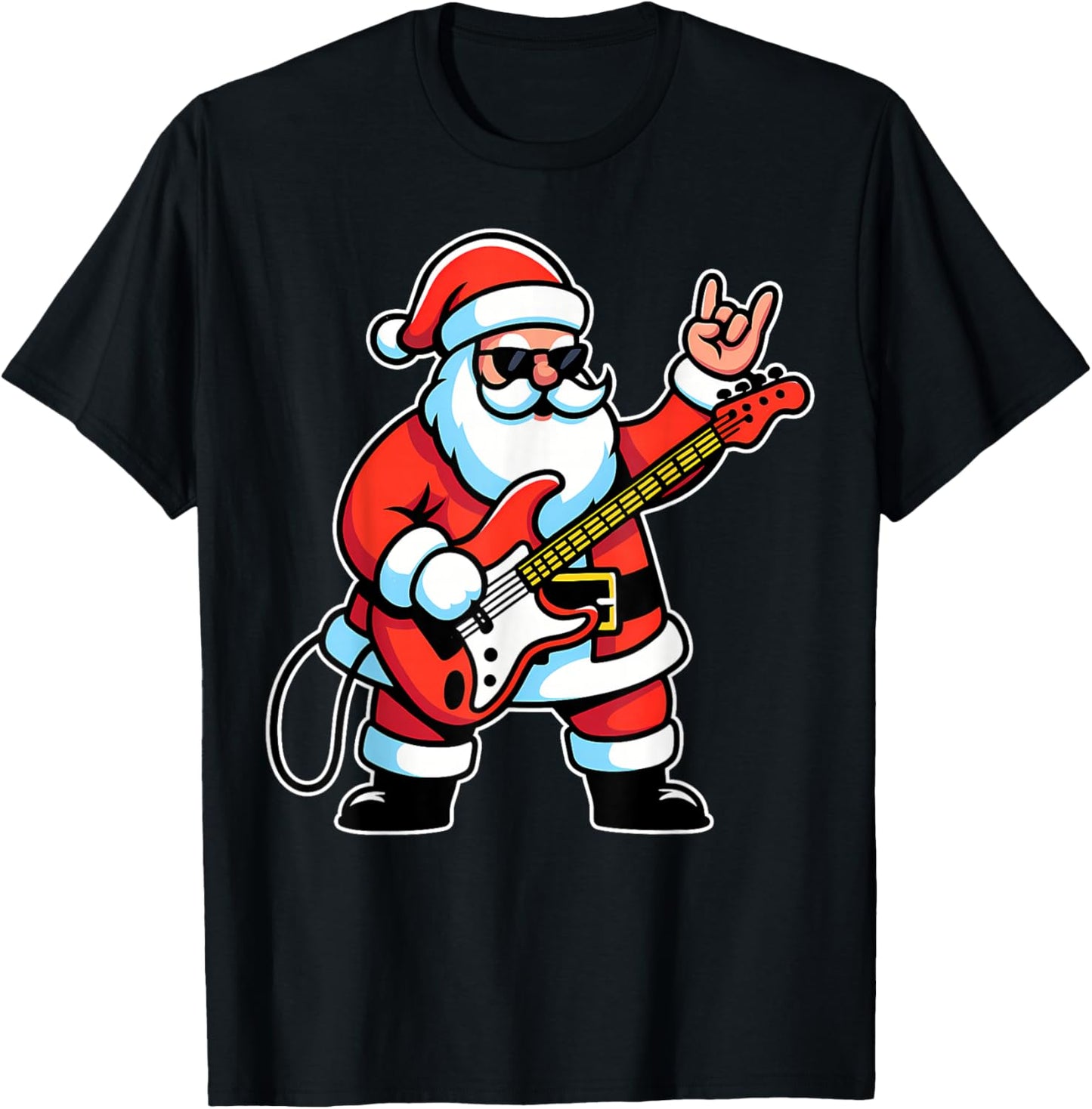 Rock & Roll Christmas Santa Claus Guitar Player Men Boy Kid