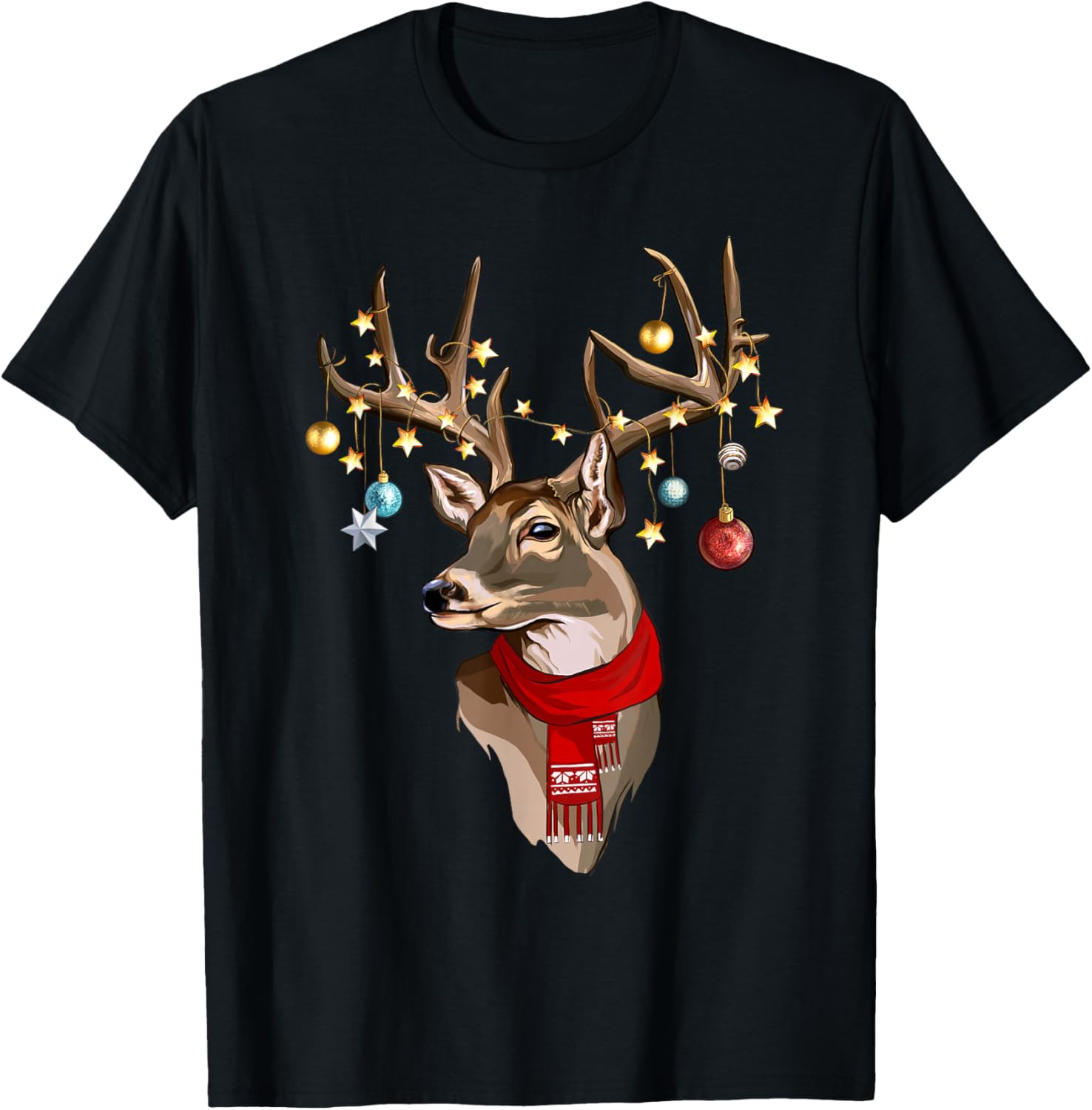 Buck Deer Antlers Christmas Lights Scarf Xmas Party