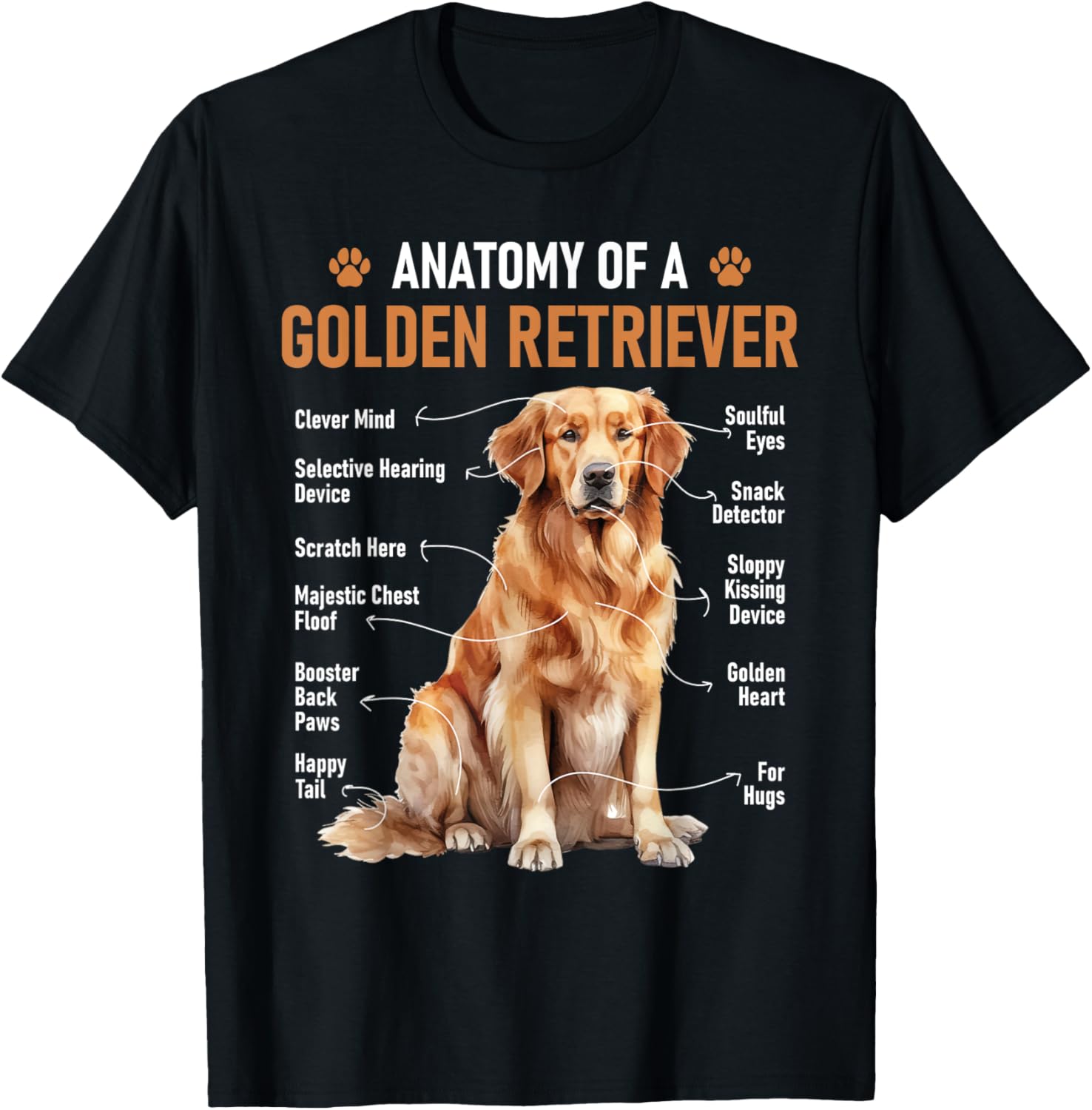 Anatomy Of A Golden Retriever - Dog Breeder Pet Canine Lover T-Shirt for Men Women Girls Kids