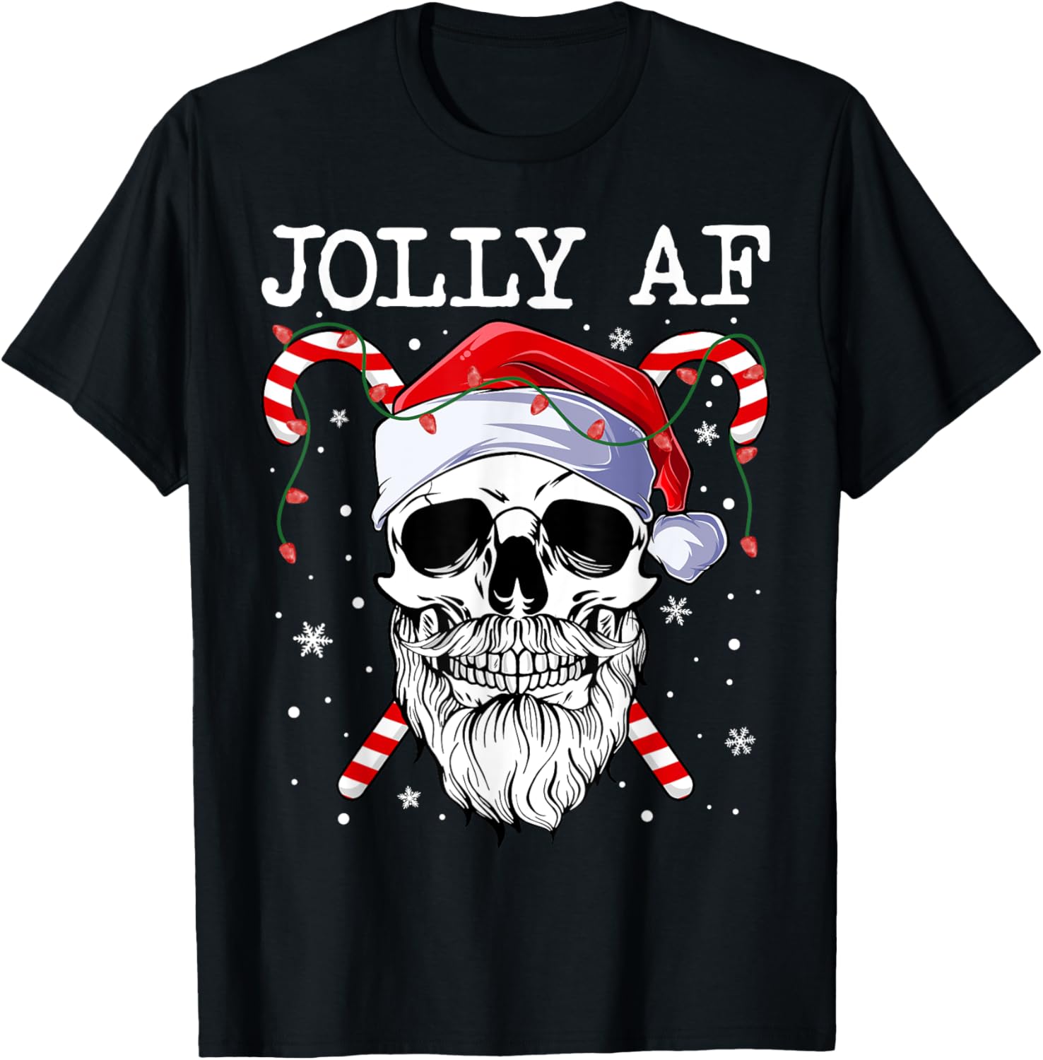 Jolly Af Christmas Skull Santa Hat Happy Xmas Holidays Retro