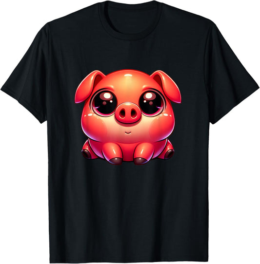 Adorable Kawaii Cute Piglet Sitting Design Chibi Pig