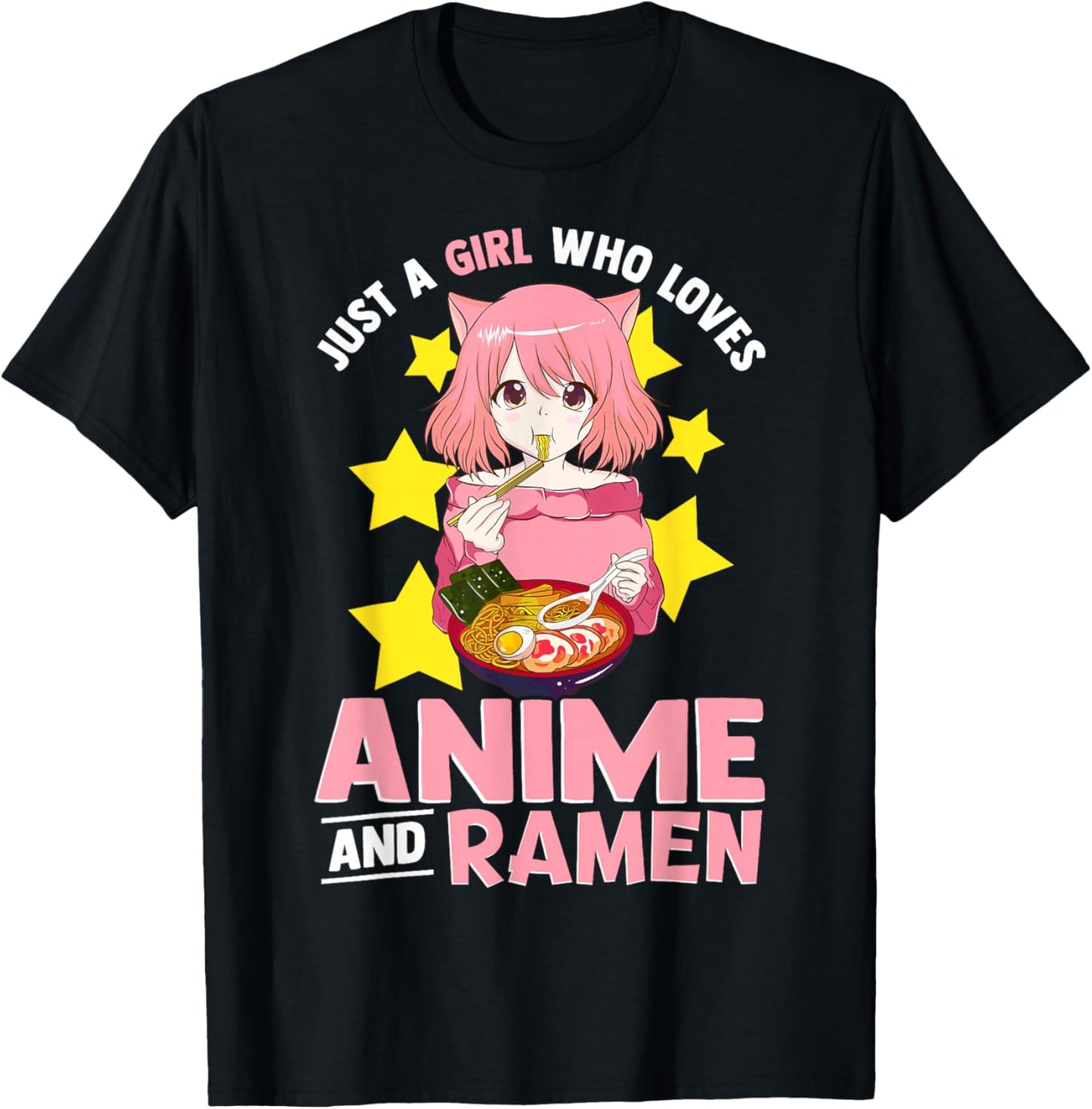 Just A Girl Who Loves Anime and Ramen Bowl Japanese Noodles,Short Sleeve